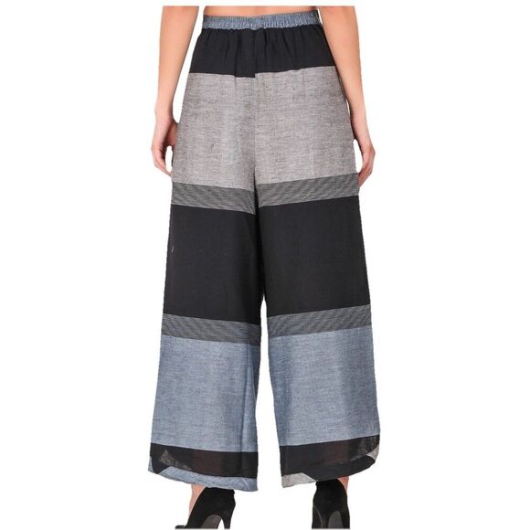 Women’s Boho Wrap Pants L/XL Open Trousers Cotton Wide Leg Hippie Festival Nepal - Picture 2 of 9